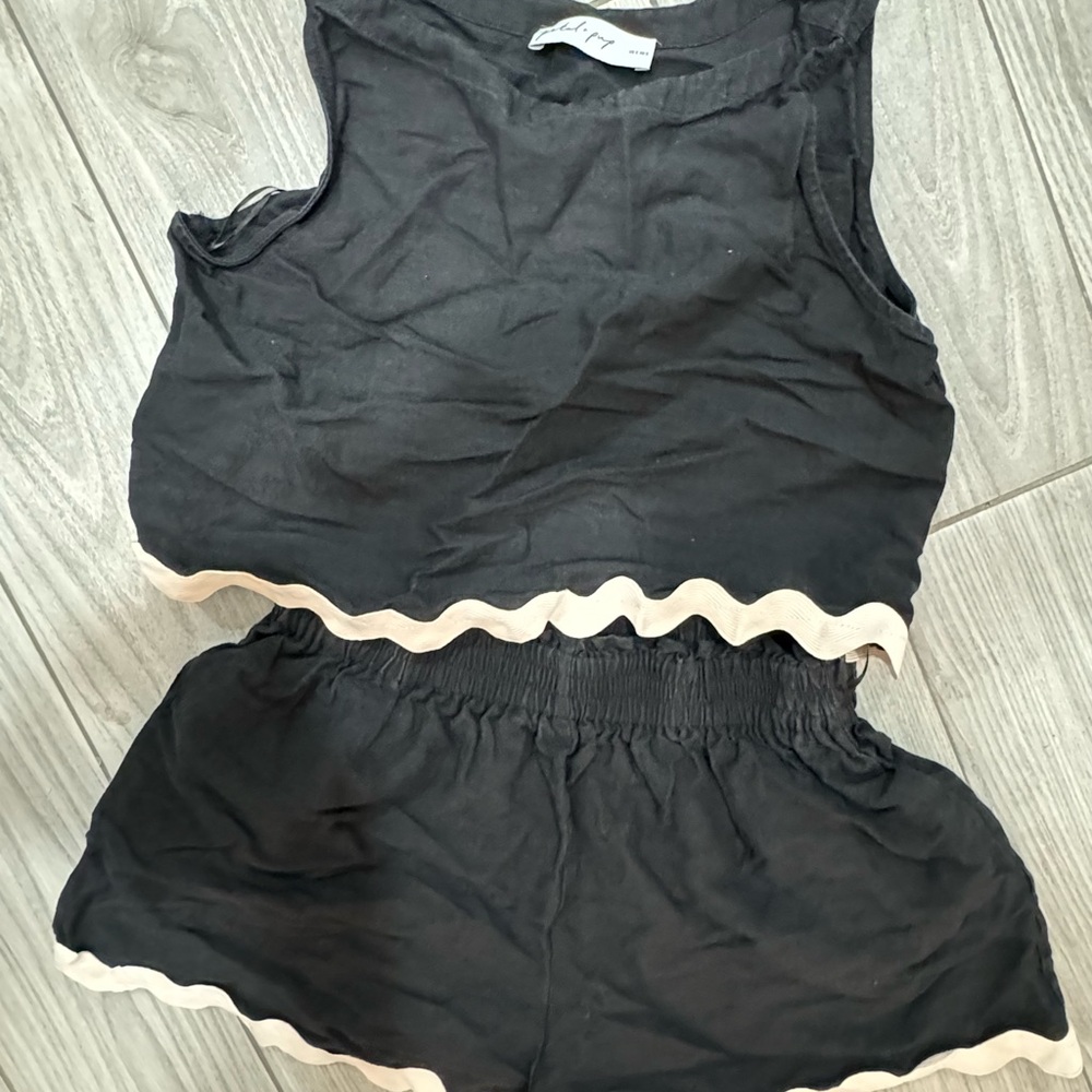 Petal Pup Black and Cream Women's 2piece Set